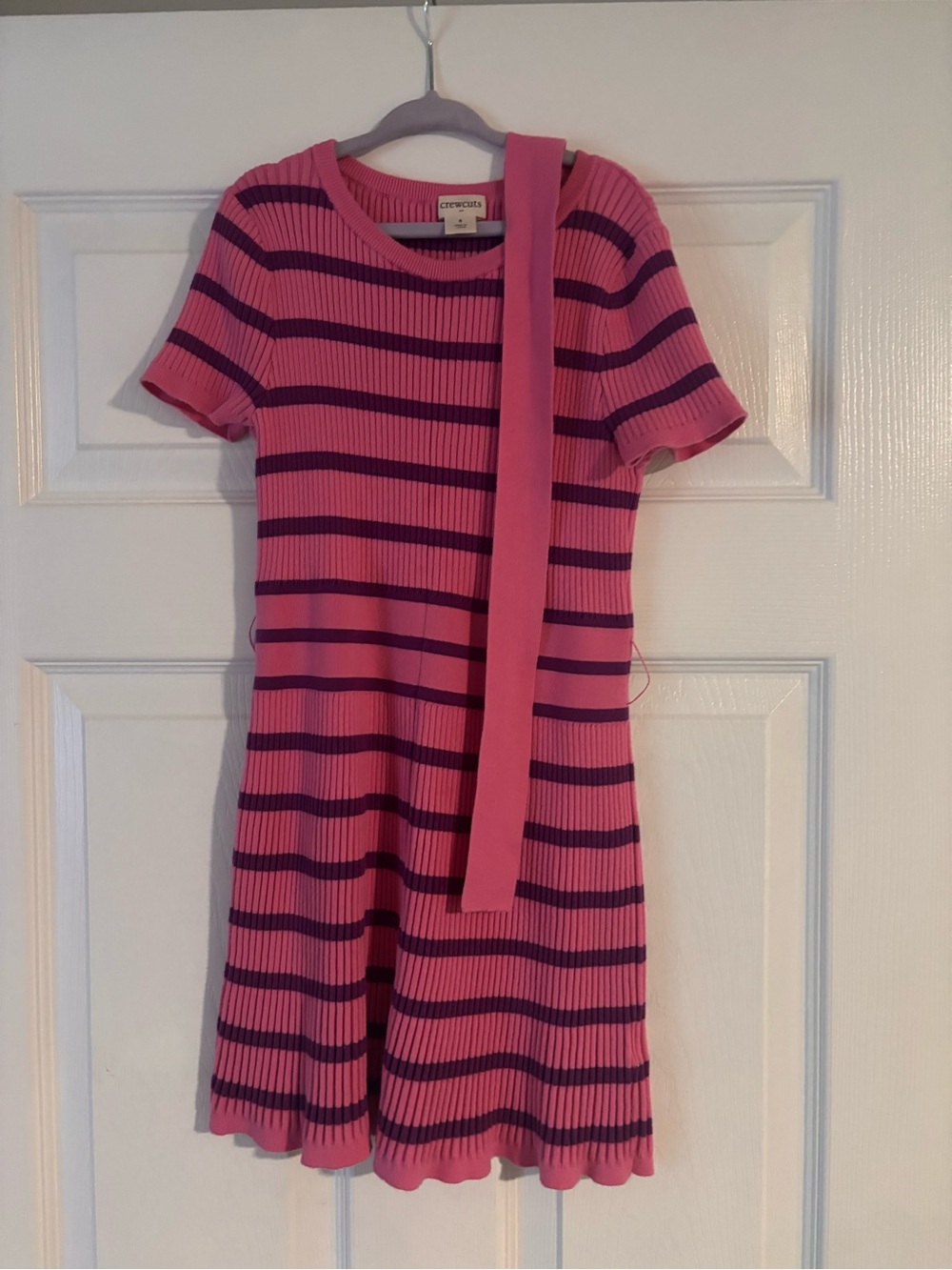 J.Crew Factory Crewcuts Pink and Purple Striped Knit Dress with Matching Sash